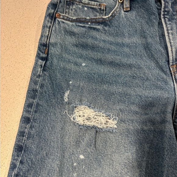 Express Blue Straight Distressed Jeans, size 8 - Picture 3 of 10